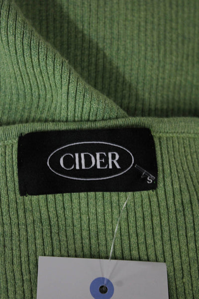 Cider Womens Cropped Halter Neck Long Sleeve Cotton Blouse Green Size S
