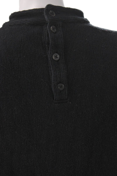 Madewell Women Pullover Sweater Black Mock Neck 3/4 Sleeve Cotton Size M