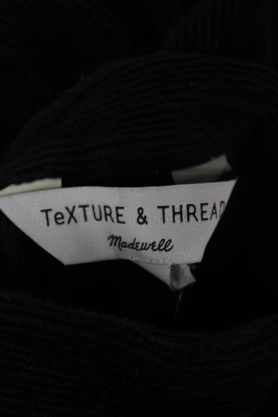 Madewell Women Pullover Sweater Black Mock Neck 3/4 Sleeve Cotton Size M