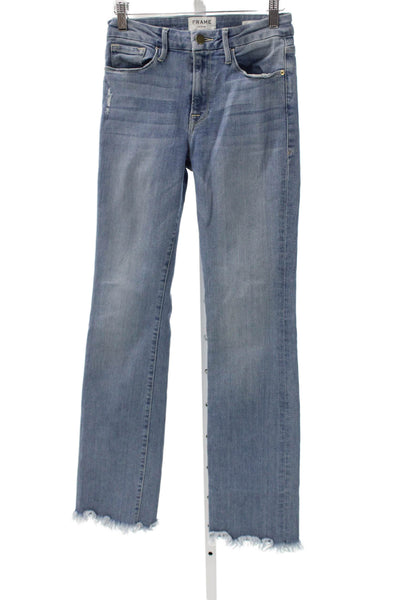 Frame Womens Straight Blue Mid Rise Cotton Jeans Size 27