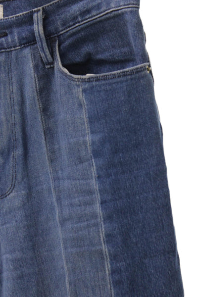 Frame Womens Straight Jeans Blue Striped Cotton Button Mid Rise Size 27
