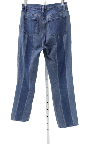 Frame Womens Straight Jeans Blue Striped Cotton Button Mid Rise Size 27