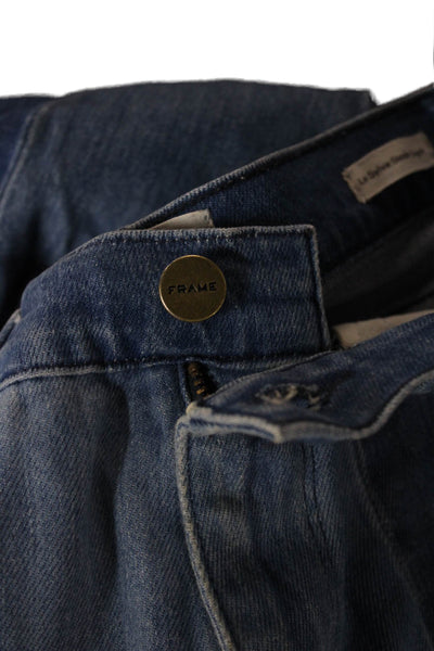 Frame Womens Straight Jeans Blue Striped Cotton Button Mid Rise Size 27