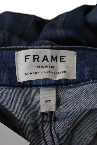 Frame Womens Straight Jeans Blue Striped Cotton Button Mid Rise Size 27