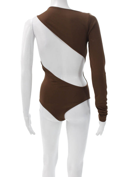 Song Of Style Women One Piece Bodysuit Brown Long Sleeve Round Neck Size S