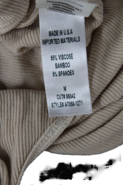 Agolde Women One Piece Sleeveless Round Neck Beige Viscose Bamboo Size M