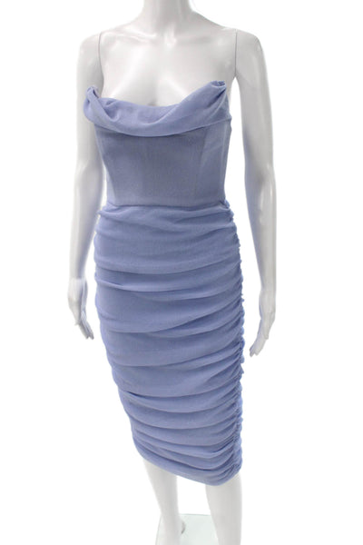 Michael Costello x Revolve Womens Bodycon Dress Blue Cowl Neck Midi Size S