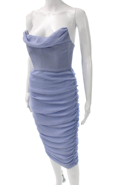 Michael Costello x Revolve Womens Bodycon Dress Blue Cowl Neck Midi Size S