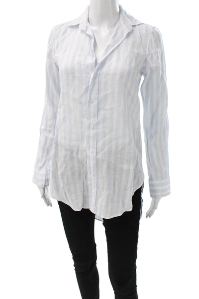 Frank & Eileen Women Striped Collared Button-Up Long Sleeve Cotton Size 2XS