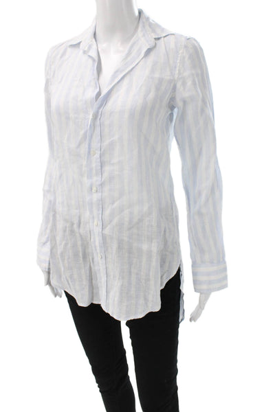 Frank & Eileen Women Striped Collared Button-Up Long Sleeve Cotton Size 2XS