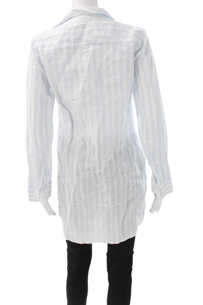 Frank & Eileen Women Striped Collared Button-Up Long Sleeve Cotton Size 2XS