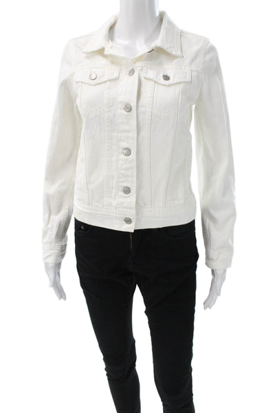 J Crew Womens Basic Jacket White Cotton Button Long Sleeve Size XS