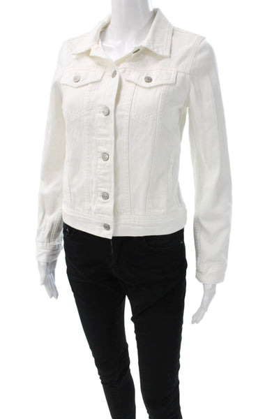 J Crew Womens Basic Jacket White Cotton Button Long Sleeve Size XS