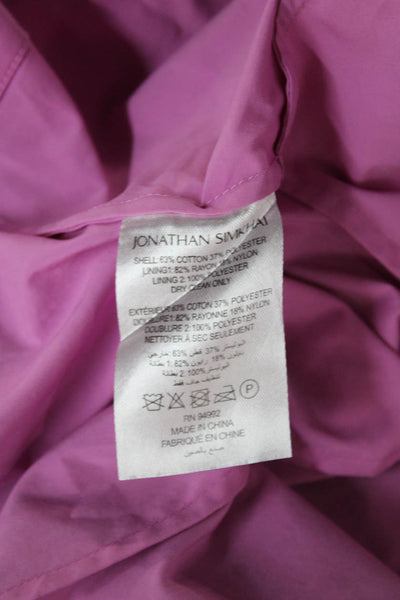 Jonathan Simkhai Women Pink V-Neck Short Sleeve Blouse Cotton Zip Size S