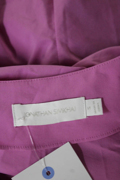 Jonathan Simkhai Women Pink V-Neck Short Sleeve Blouse Cotton Zip Size S