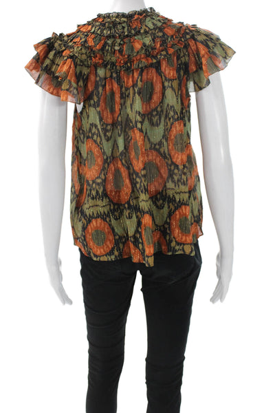 Ulla Johnson Womens Basic Floral Multicolor Round Neck Sleeveless Blouse Size 0
