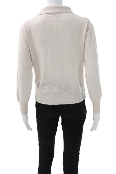J Crew Women Collared Merino Wool Pullover Sweater Beige Long Sleeve Size XS