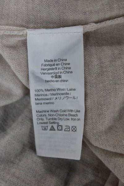 J Crew Women Collared Merino Wool Pullover Sweater Beige Long Sleeve Size XS
