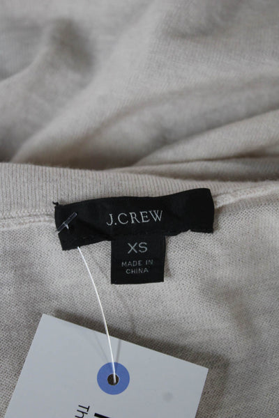 J Crew Women Collared Merino Wool Pullover Sweater Beige Long Sleeve Size XS