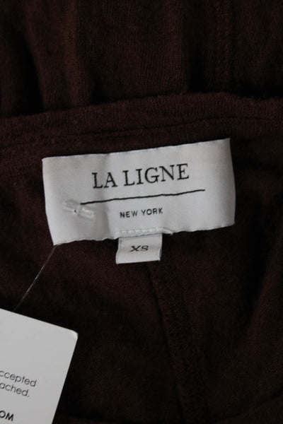 La Ligne Womens Wrap Dress Brown Long Sleeve Crew Neck Size XS