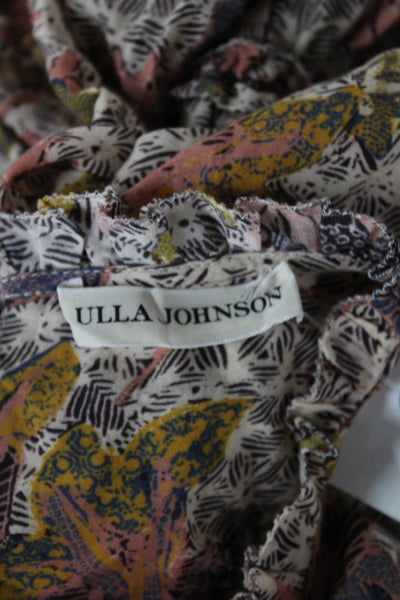 Ulla Johnson Womens Floral Fit & Flare Mock Neck Long Sleeve Dress Size 2