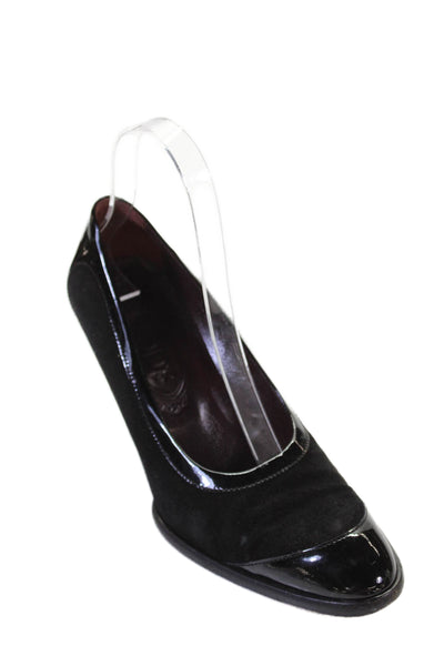 Tods Womens Patent Leather Contrast Slide On Pumps Black Size 6.5