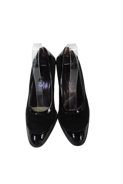 Tods Womens Patent Leather Contrast Slide On Pumps Black Size 6.5