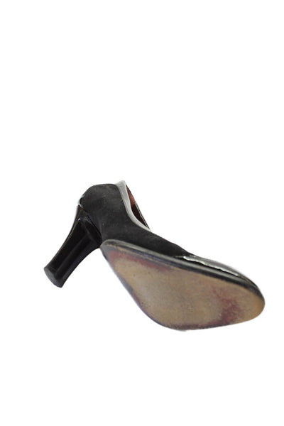 Tods Womens Patent Leather Contrast Slide On Pumps Black Size 6.5