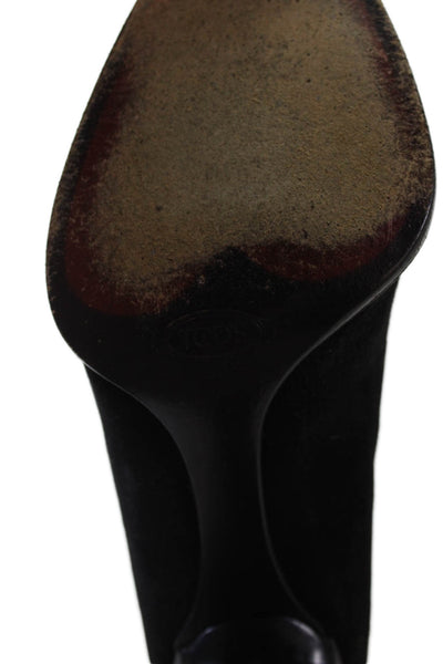 Tods Womens Patent Leather Contrast Slide On Pumps Black Size 6.5