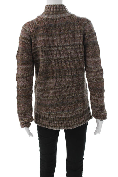 Dolce & Gabbana Womens Cardigan Brown Striped Mock Neck Long Sleeve Size S