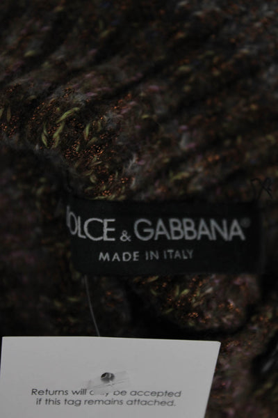 Dolce & Gabbana Womens Cardigan Brown Striped Mock Neck Long Sleeve Size S