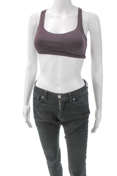Lululemon Womens Sports Bra Purple Polyester Scoop Neck Size 8