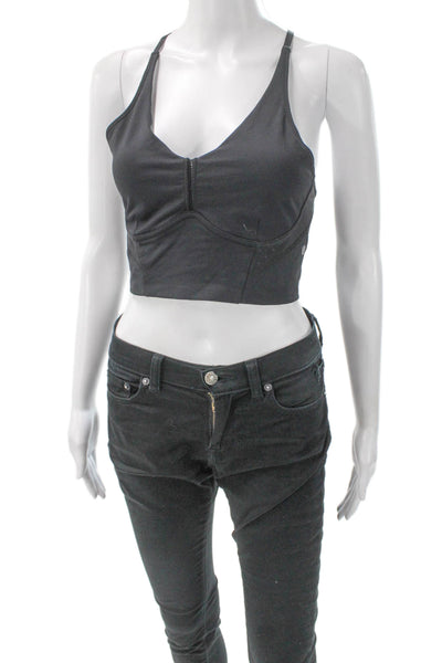 Lululemon Womens Cropped V-Neck Black Tank Polyester Size 4