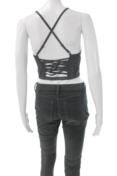 Lululemon Womens Cropped V-Neck Black Tank Polyester Size 4