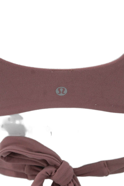 Lululemon Womens Sports Bra Pink V-Neck Tie Back Polyester Size 6