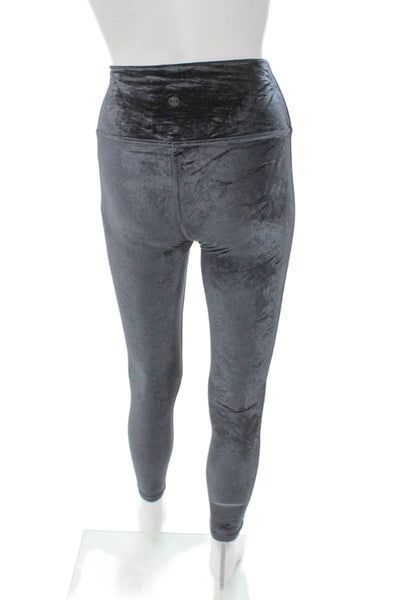 Lululemon Women Ankle Leggings Gray Velvet Pull On Solid Fall Size 4