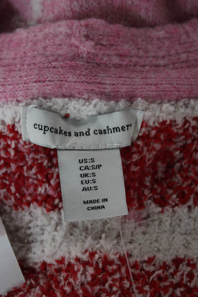 Cupcakes And Cashmere Womens Pink V-Neck Heart Cardigan Long Sleeve Size S