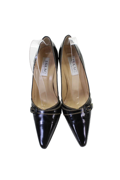 Isaac Isaac Mizrahi Womens Patent Leather Pointed Toe Pumps Black Size 8.5 B