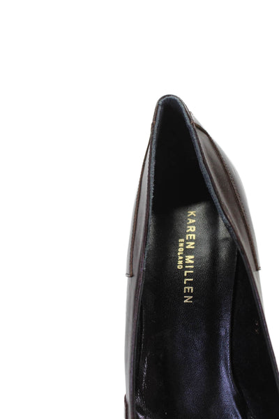 Karen Millen Womens Leather Pointed Toe Gold Tone Pumps Brown Size 39 9