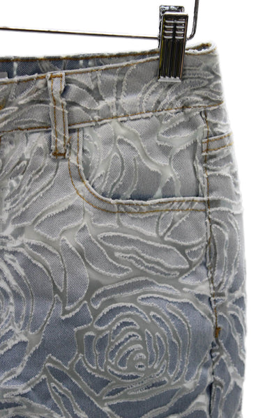 Innovare Denim Women Straight Jeans Blue Floral Cotton High Rise Size S