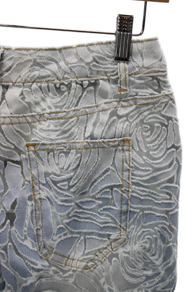 Innovare Denim Women Straight Jeans Blue Floral Cotton High Rise Size S