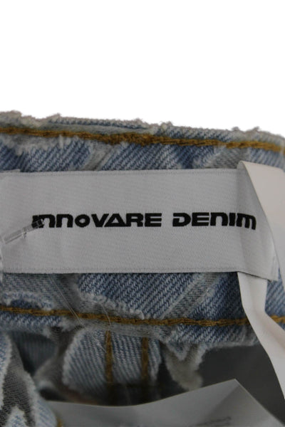 Innovare Denim Women Straight Jeans Blue Floral Cotton High Rise Size S