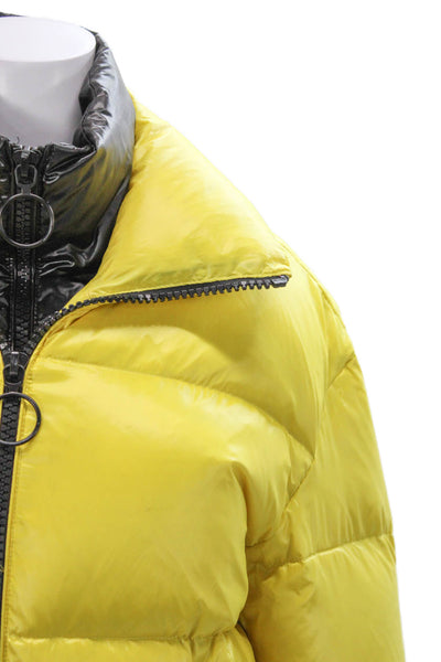 The Very Warm Womens Puffer Jacket Yellow Polyester Zip Long Sleeve Size S