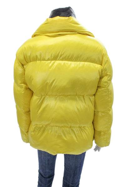 The Very Warm Womens Puffer Jacket Yellow Polyester Zip Long Sleeve Size S
