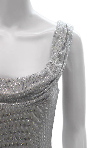 Zara Women Basic Cowl Neck Tank Silver Sleeveless Zip Size S