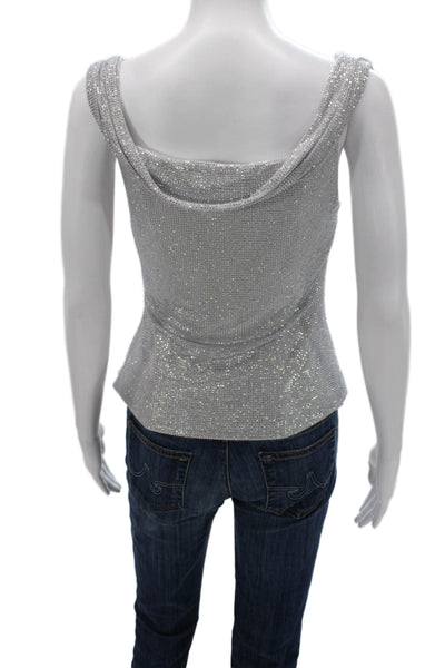 Zara Women Basic Cowl Neck Tank Silver Sleeveless Zip Size S