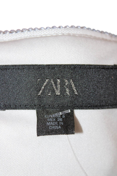 Zara Women Basic Cowl Neck Tank Silver Sleeveless Zip Size S