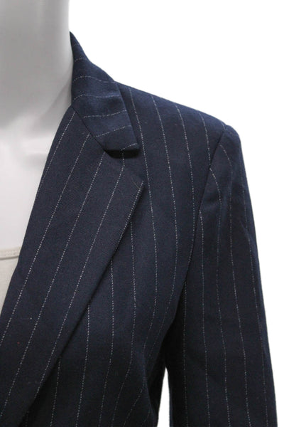 Favorite Daughter Womens Striped One Button Blazer Pants Suit Set Navy Size 6