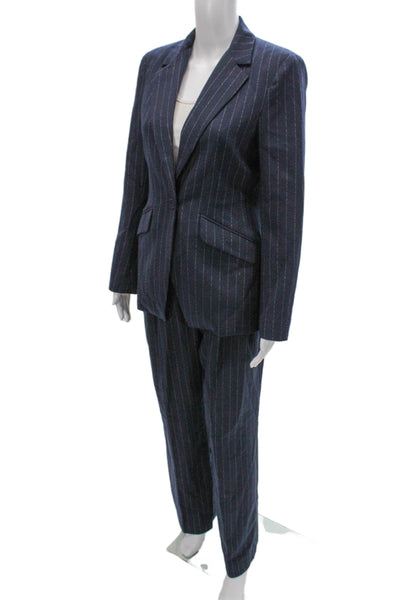 Favorite Daughter Womens Striped One Button Blazer Pants Suit Set Navy Size 6