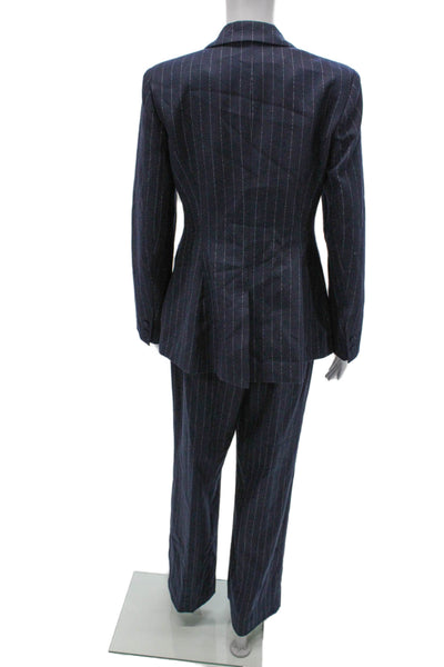 Favorite Daughter Womens Striped One Button Blazer Pants Suit Set Navy Size 6